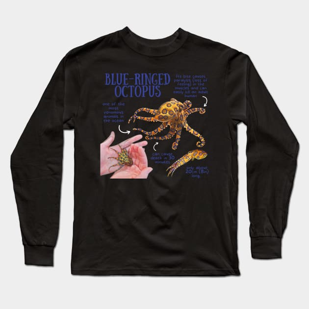 Animal Facts - Blue-ringed Octopus Long Sleeve T-Shirt by Animal Facts and Trivias